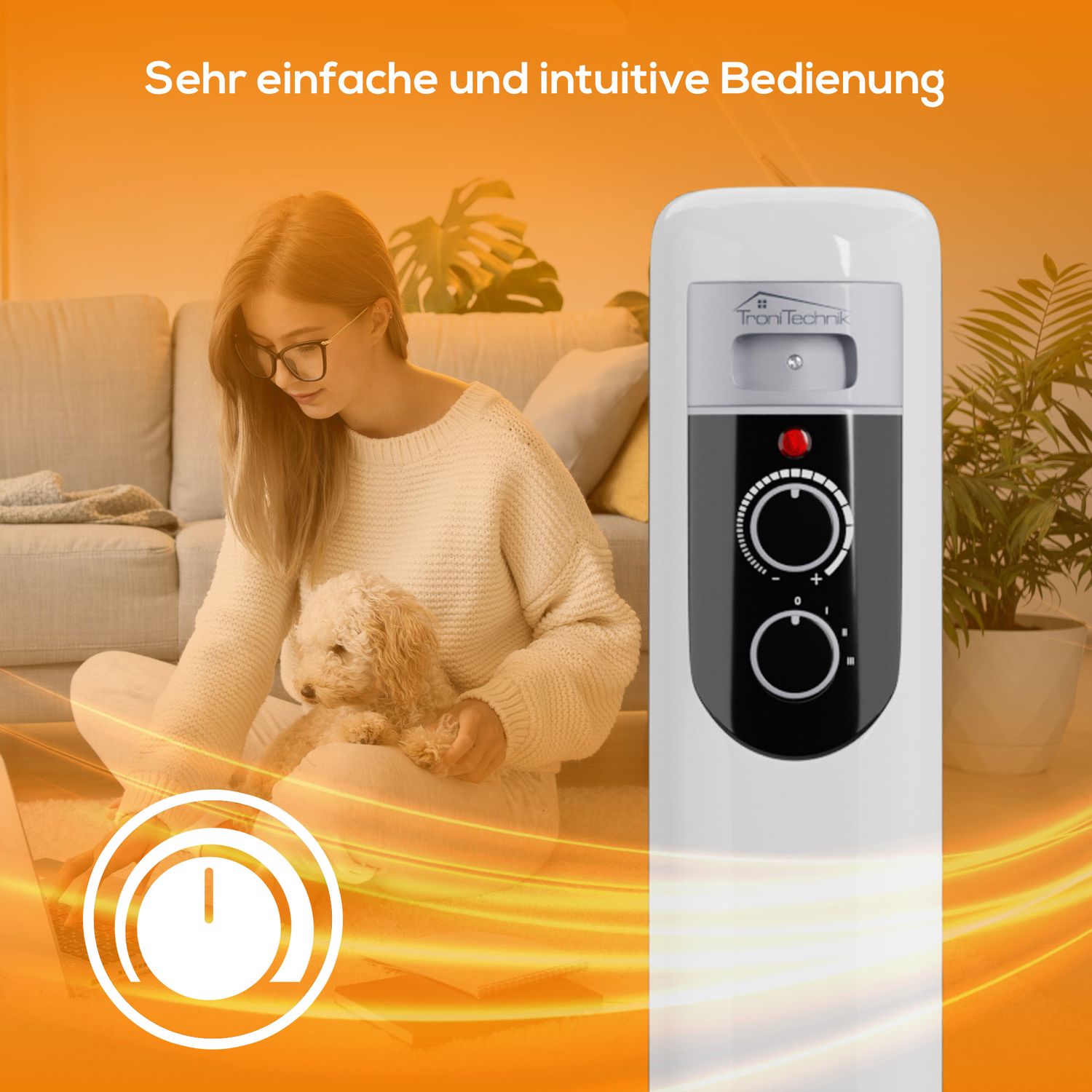 TroniTechnik® Elektroheizung Ölradiator Öl-Heizung Radiator 3 Heizstufen 11 Rippen Elektrischer Heizkörper Thermostat