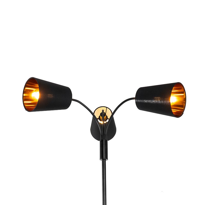 Moderne vloerlamp zwart 3-lichts - Carmen
