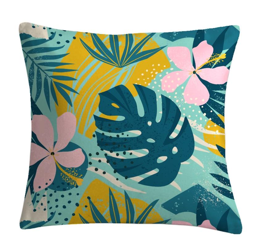 COUSSIN DEPERLANT DECO IMPRIME FEUILLES 45X45CM