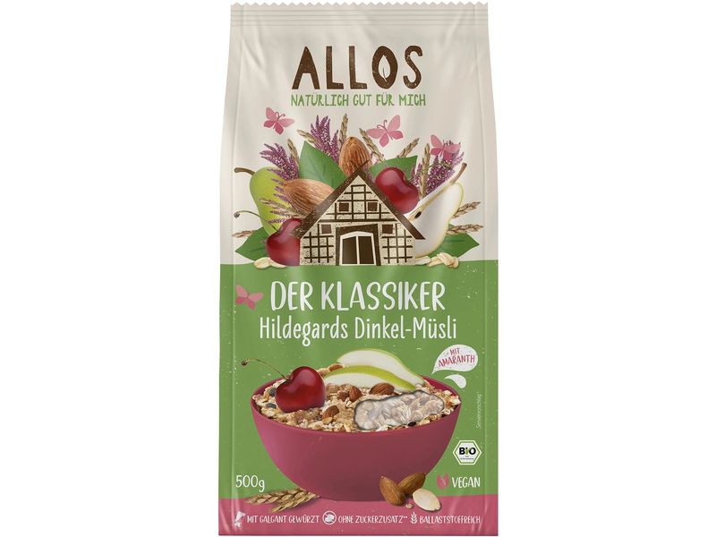 Allos Hildegards Dinkel-Müsli Beutel 500 g Bio Getreidevollkornflocken mit Amaranth