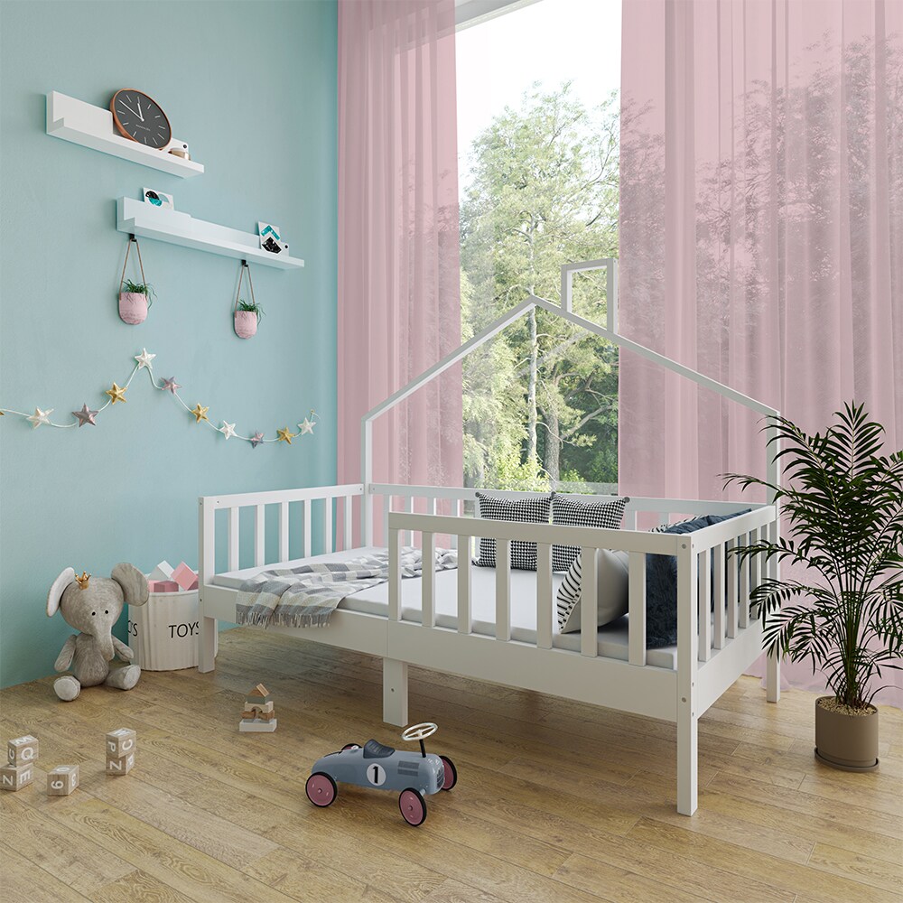 Vicco Hausbett Kinderbett Justus Weiß 80 x 160 cm mit Matratze modern