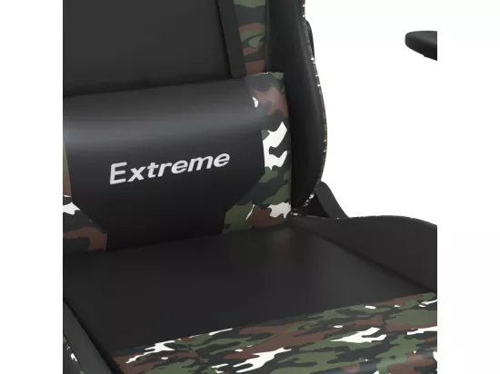 Chaise de jeu avec repose-pied Noir et camouflage Similicuir