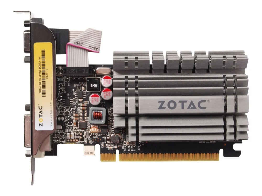 ZOTAC NVIDIA® GeForce® GT 730 - Grafikkort - GF GT 730 - 4 GB DDR3 - PCIe 2.0 x16 lavprofil - DVI, D-Sub, HDMI - blæserløs
