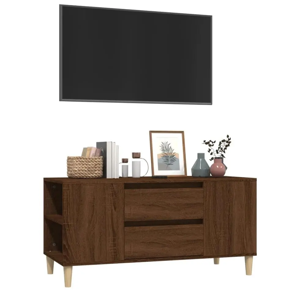 vidaXL - TV-meubel met 2 lades - Bruin eiken - Hout - 102x44.5x50 cm