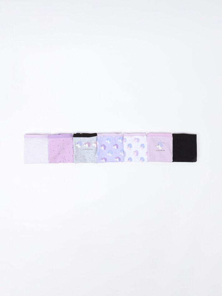 Pacote com 7 calcinhas hipster estampadas - Cores variadas