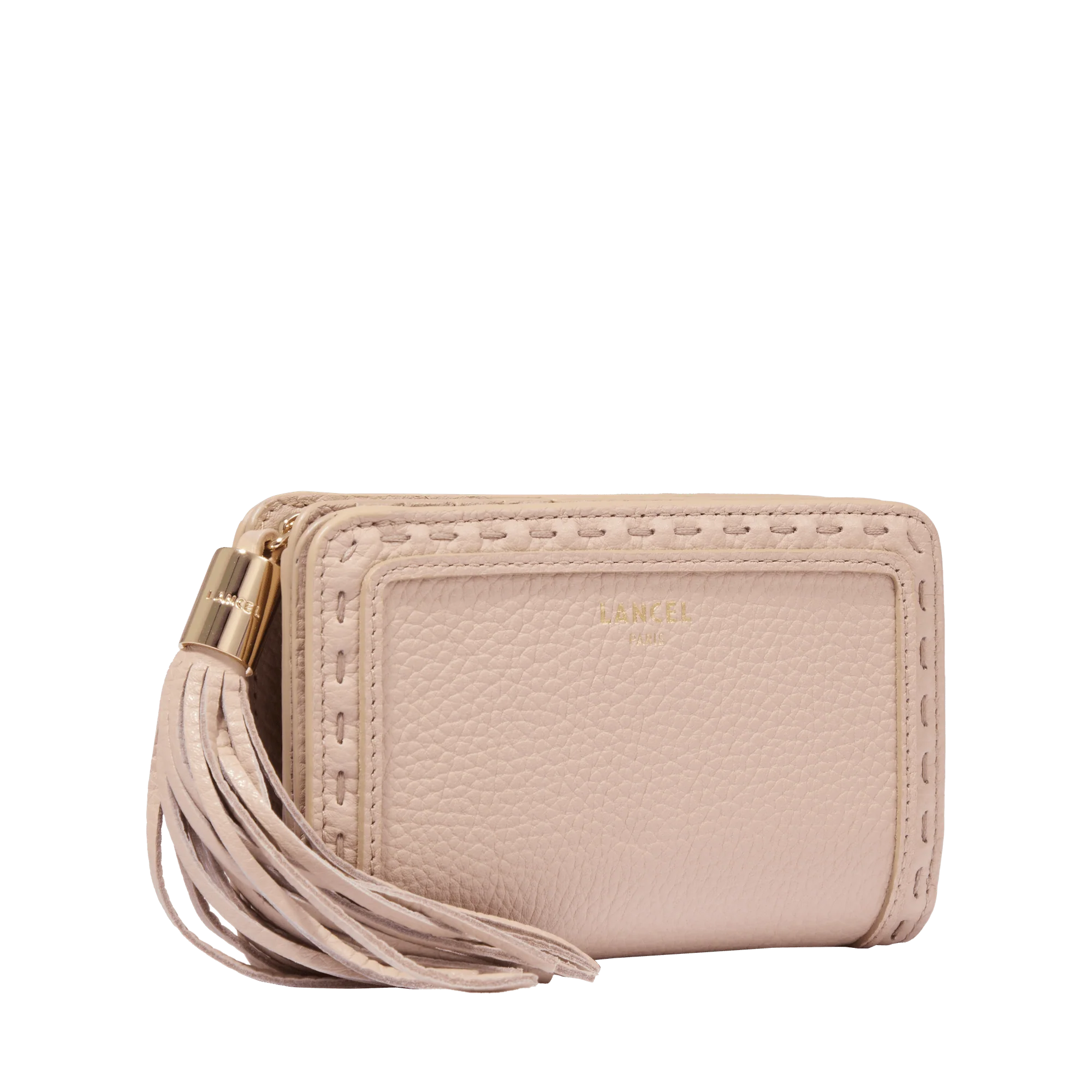 Rectangular zip compact wallet Premier Flirt de Lancel-Capuccino/Doré