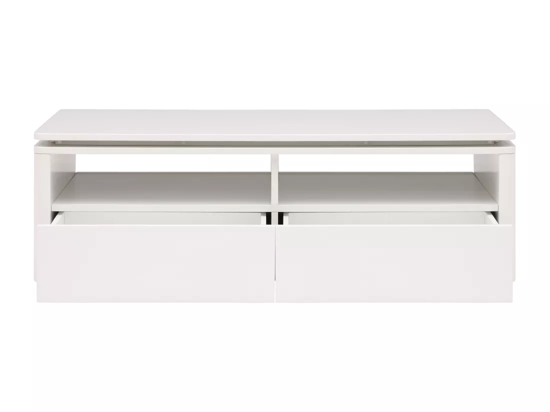 Table basse 2 tiroirs et 2 niches avec LEDs - Blanc - SYLPIA