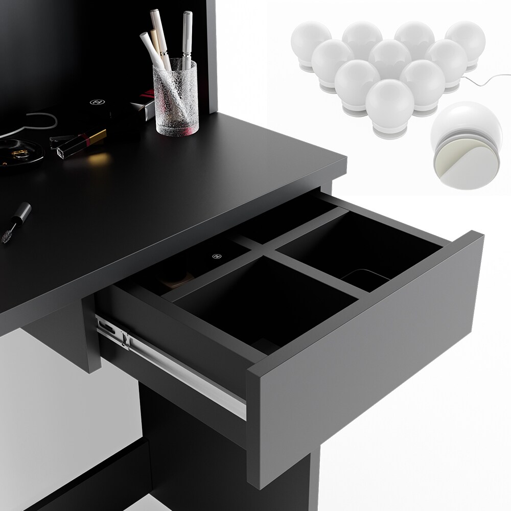 VICCO Schminktisch DEKOS mit LED und Bank Frisierkommode Frisiertisch Spiegel