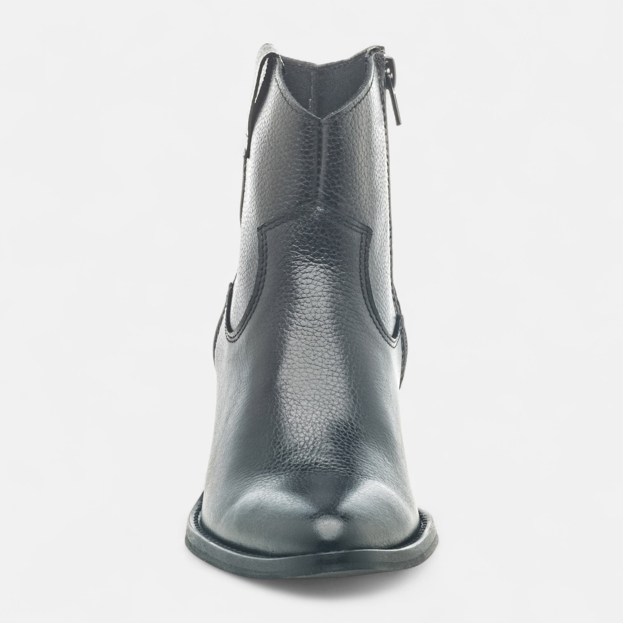 Boots à talon Femme en cuir noir
