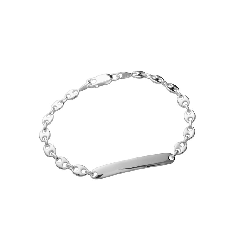 Gourmette Mixte - Argent 925 - Chaîne grain de café - Largeur : 6 mm - Longueur : 21 cm