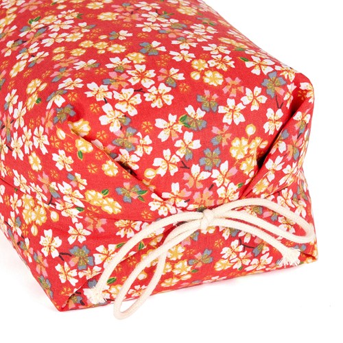 Taie oreiller makura motif fleuri rouge