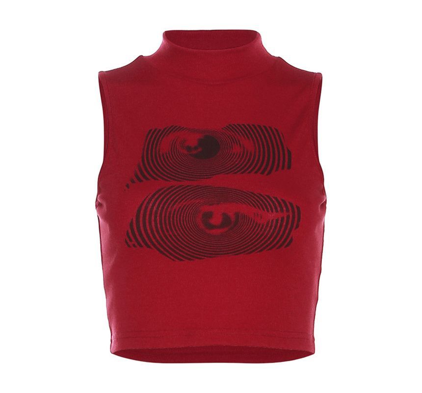 Sugarcoat - Crop tanktop met nephals en print