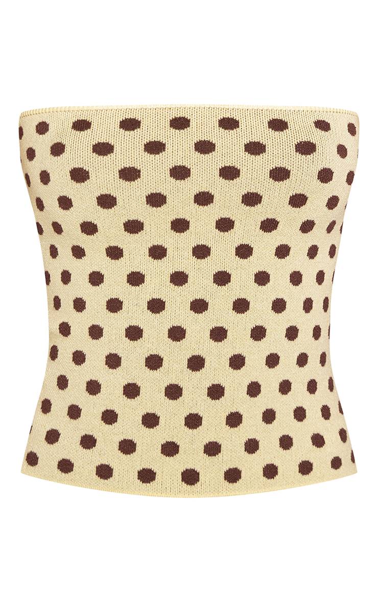 Jaune Haut Bandeau En Maille À Pois