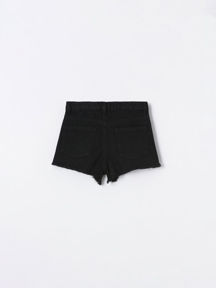 Shorts jeans rasgados - Preto