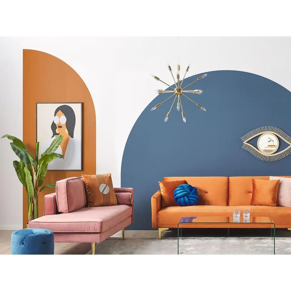 MIRAMAS - Chaise longue - Roze - Rechterzijde - Fluweel
