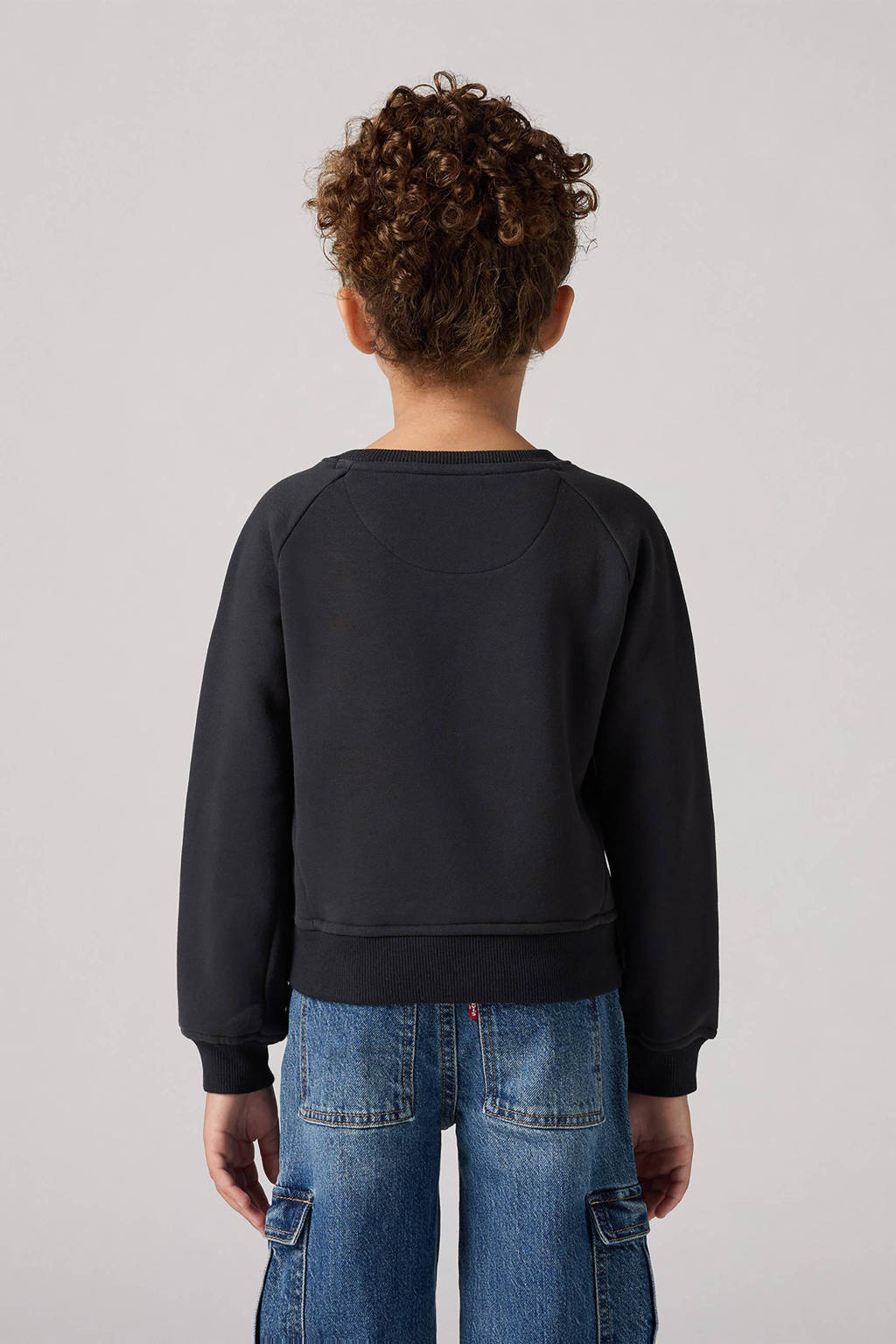 Levi's sweater MIXED TEXTURES met tekst zwart