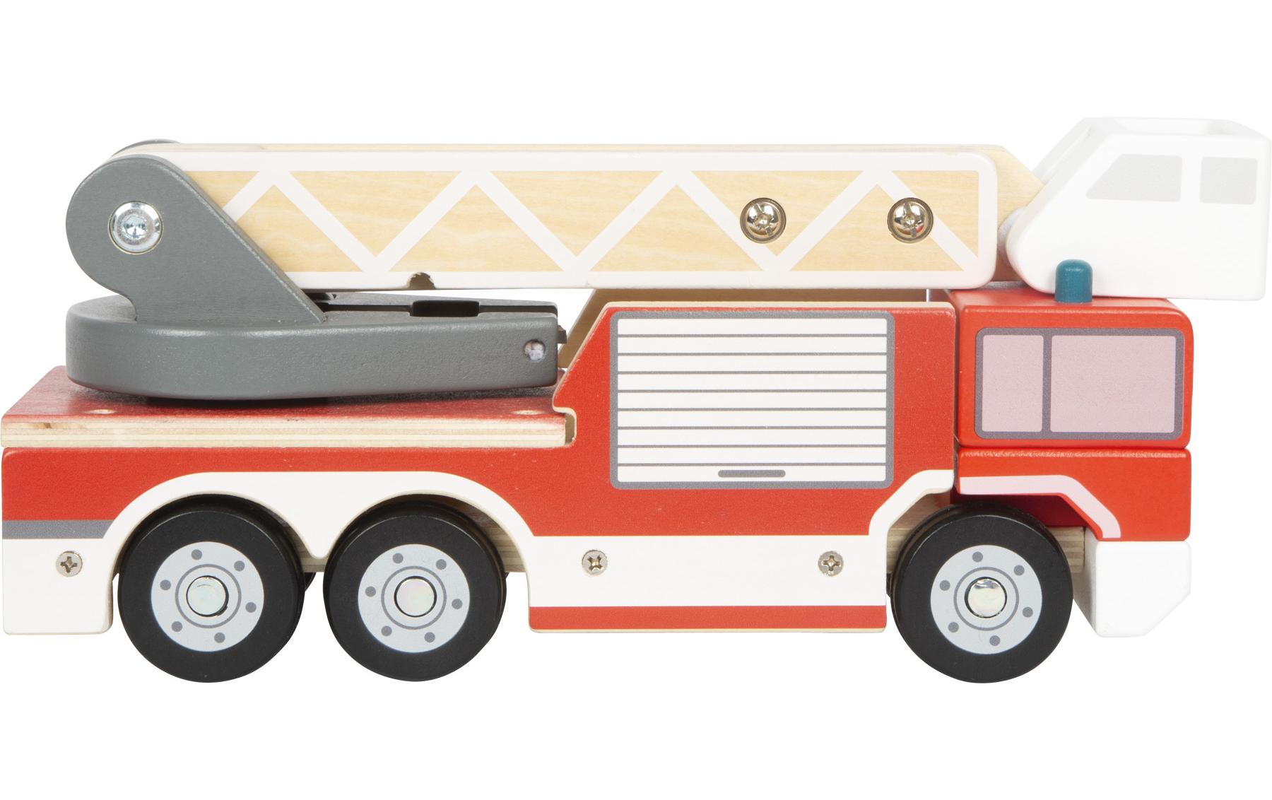 Feuerwehr mit DrehleiterHolz-Feuerwehrauto für Kinder mit ausziehbarer Leiter
