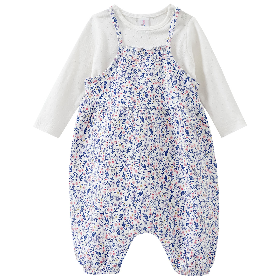 Topomini Newborn Strampler und Langarmshirt im Set weiss / dunkelblau / rosa