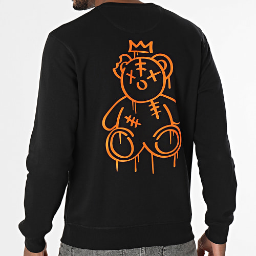 Sweat Crewneck Nounours King Noir Orange Fluo