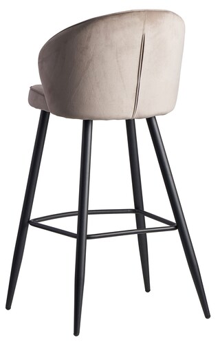 Barhocker mit Rückenlehne schwarz/ beige Samt