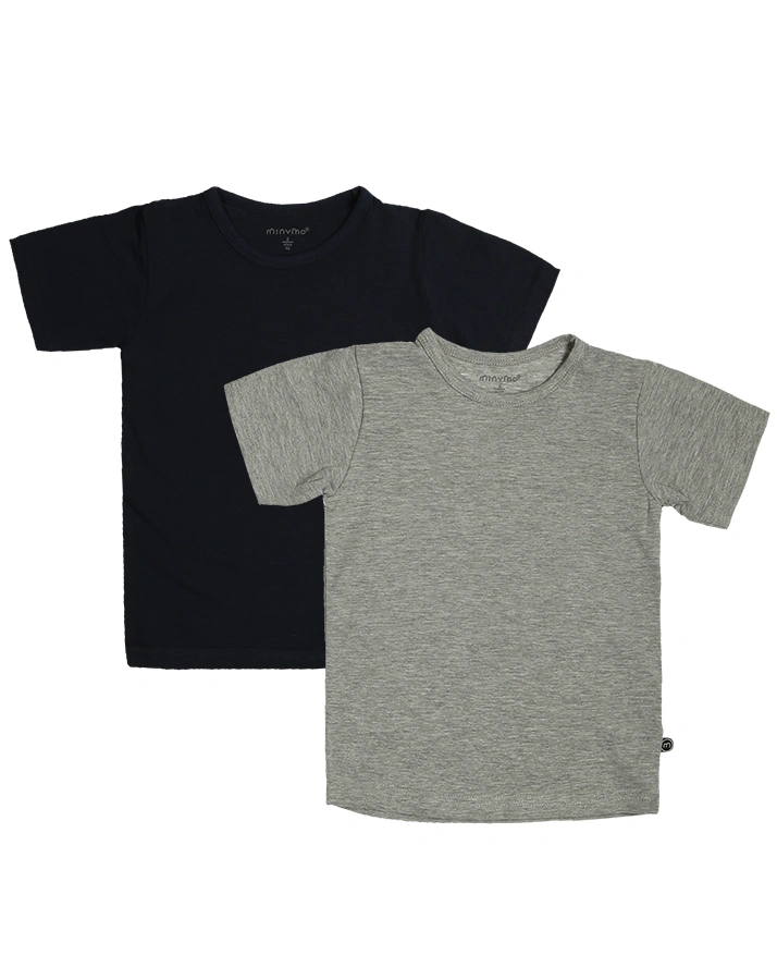 T-Shirt BASIC KNIT 2er-Pack in marine/grau melange