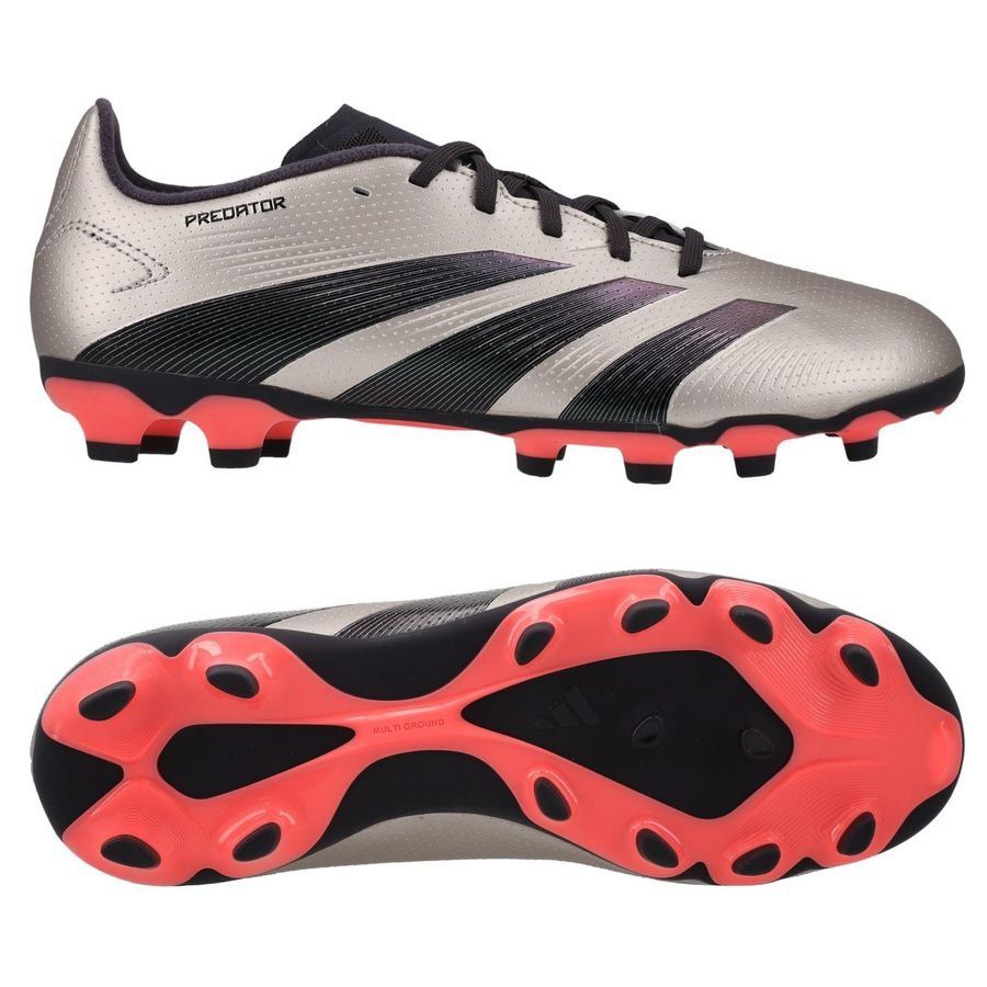adidas Predator League MG Vivid Horizon - Argenté/Aurora Black/Turbo Enfant
