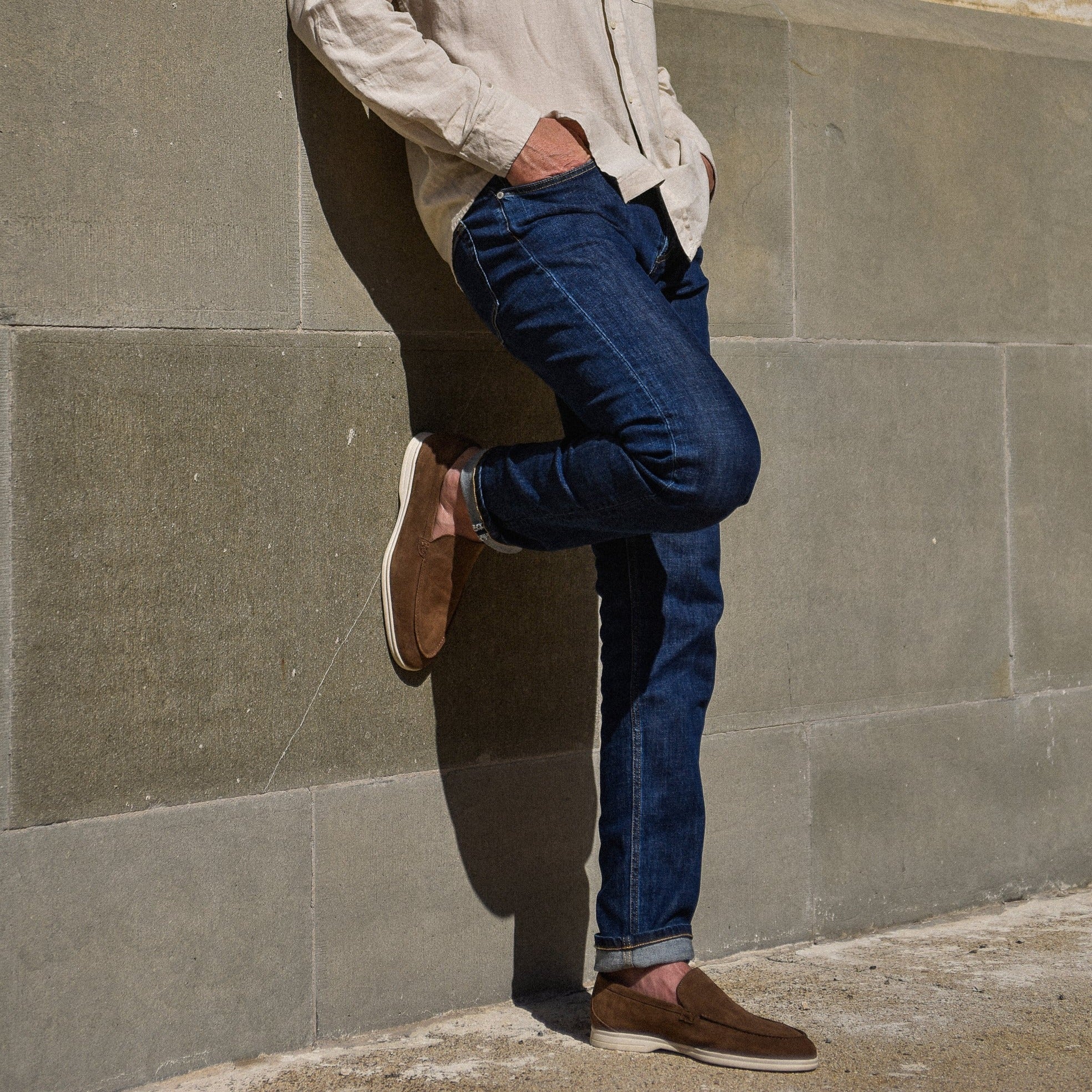 Momy-Mocassin en veau velours taupe