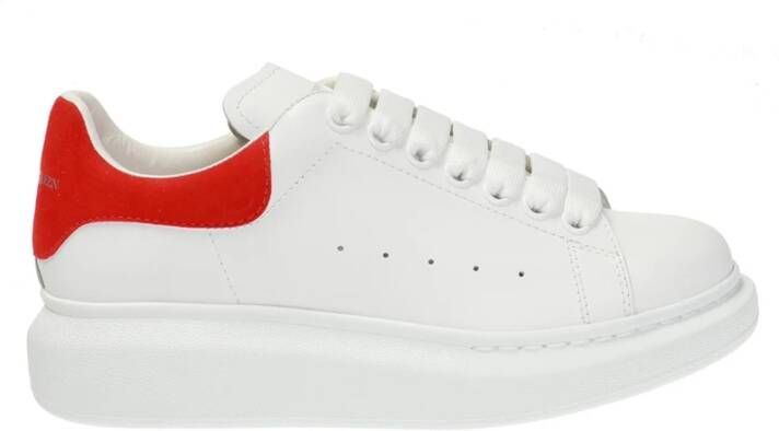 Alexander mcqueen Witte Leren Sneakers met Rode Suède Spoiler White Heren
