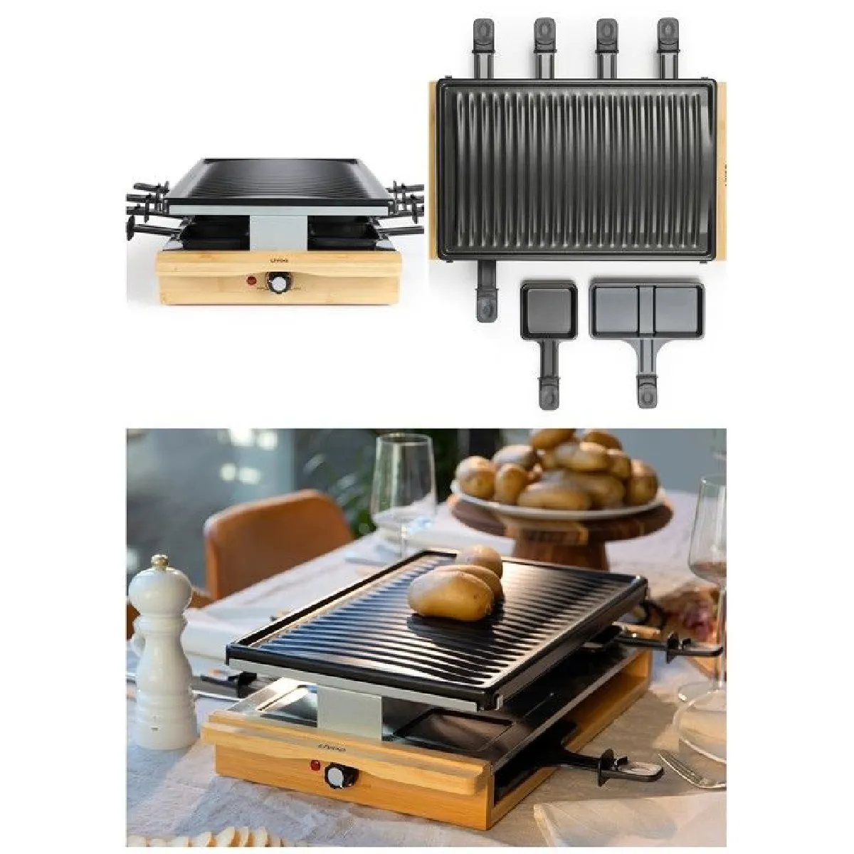 Livoo Raclette-Grill-Plancha Bois