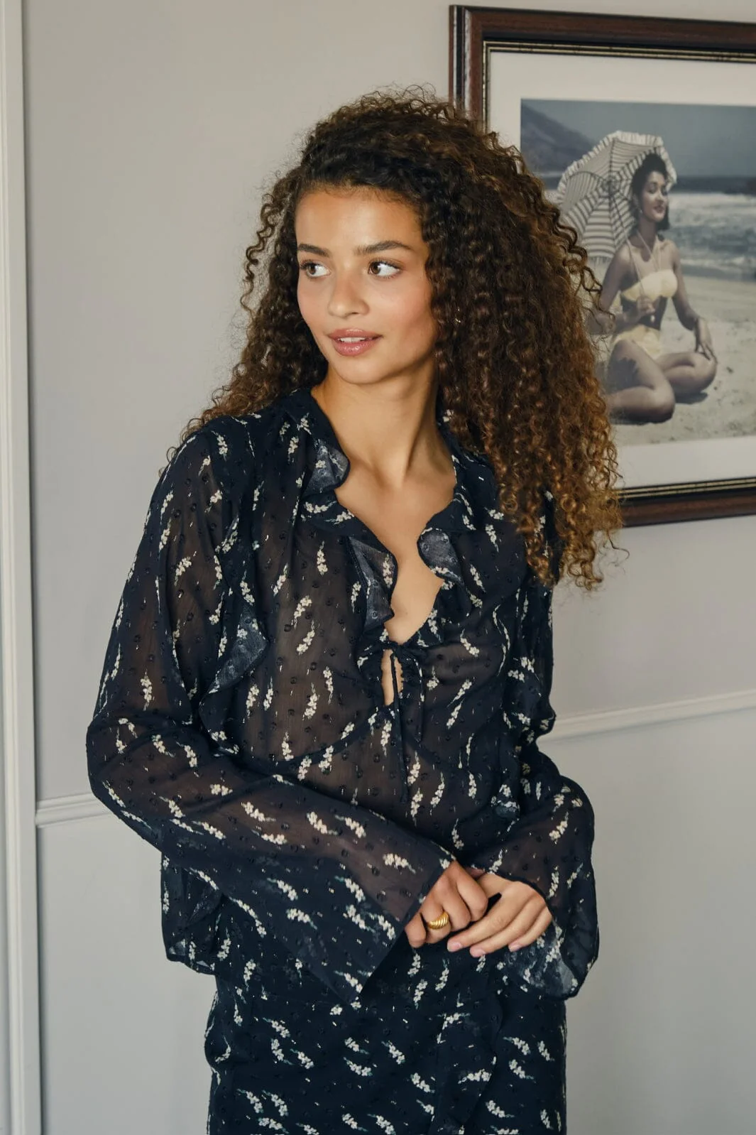 Neo Noir Carola Flower Branch Blouse