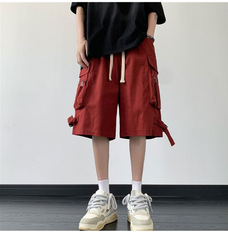 Femilina - Hoge taille, effen, wijde cargoshorts