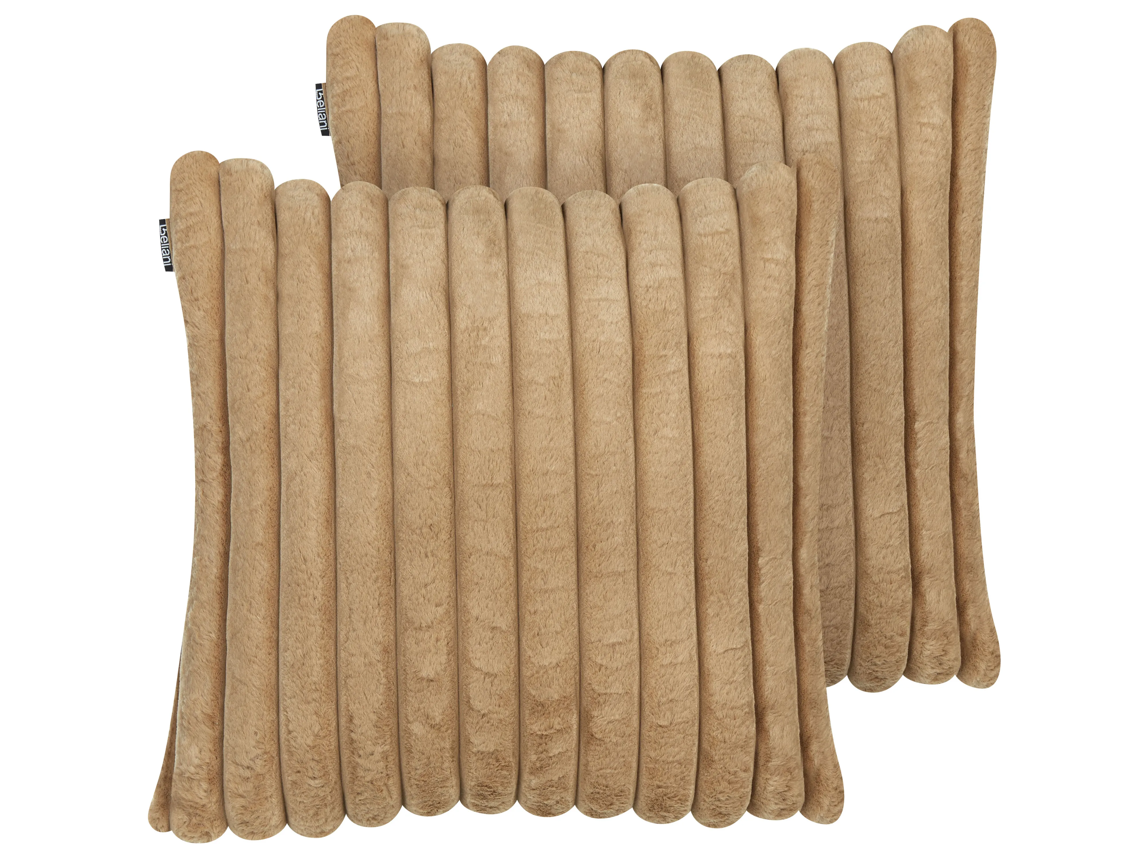 Set van 2 sierkussens RAKYA Nepbont 45 x 45 cm Lichtbruin gestreept