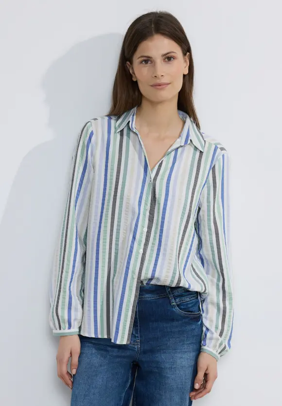 Seersucker Bluse - strong khaki