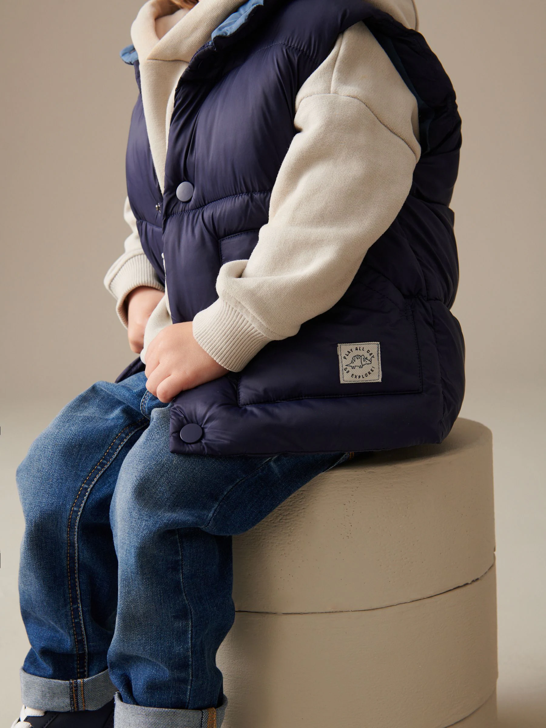 Donkerblauw - Gewatteerde gilet (3 mnd- 10 jr)