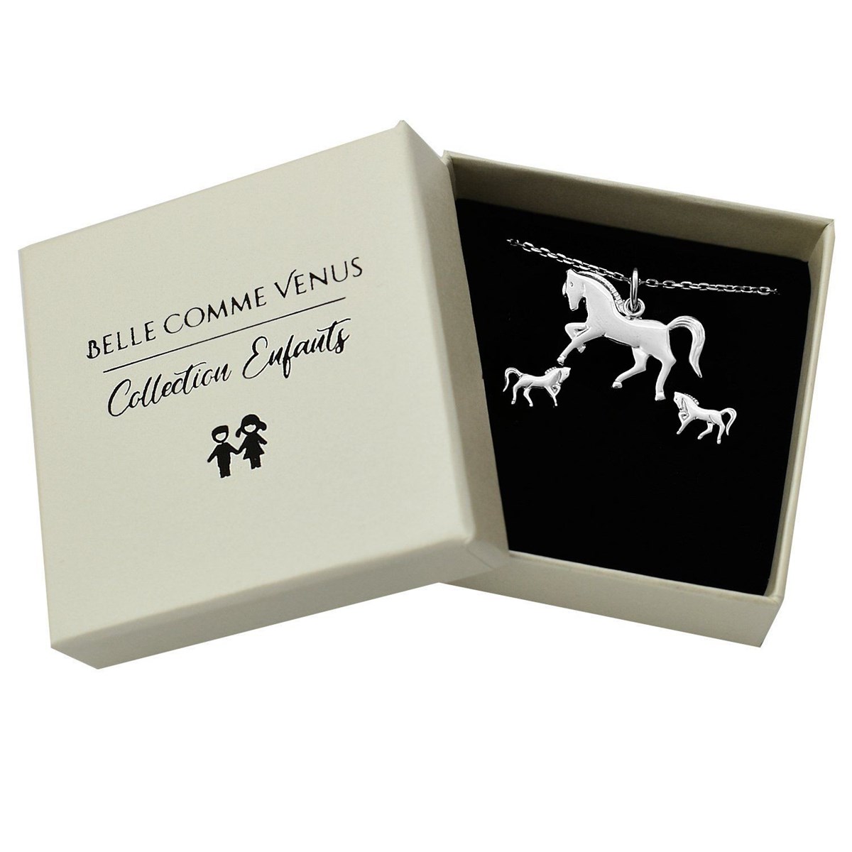 Parure cheval au galop Argent 925 Rhodié