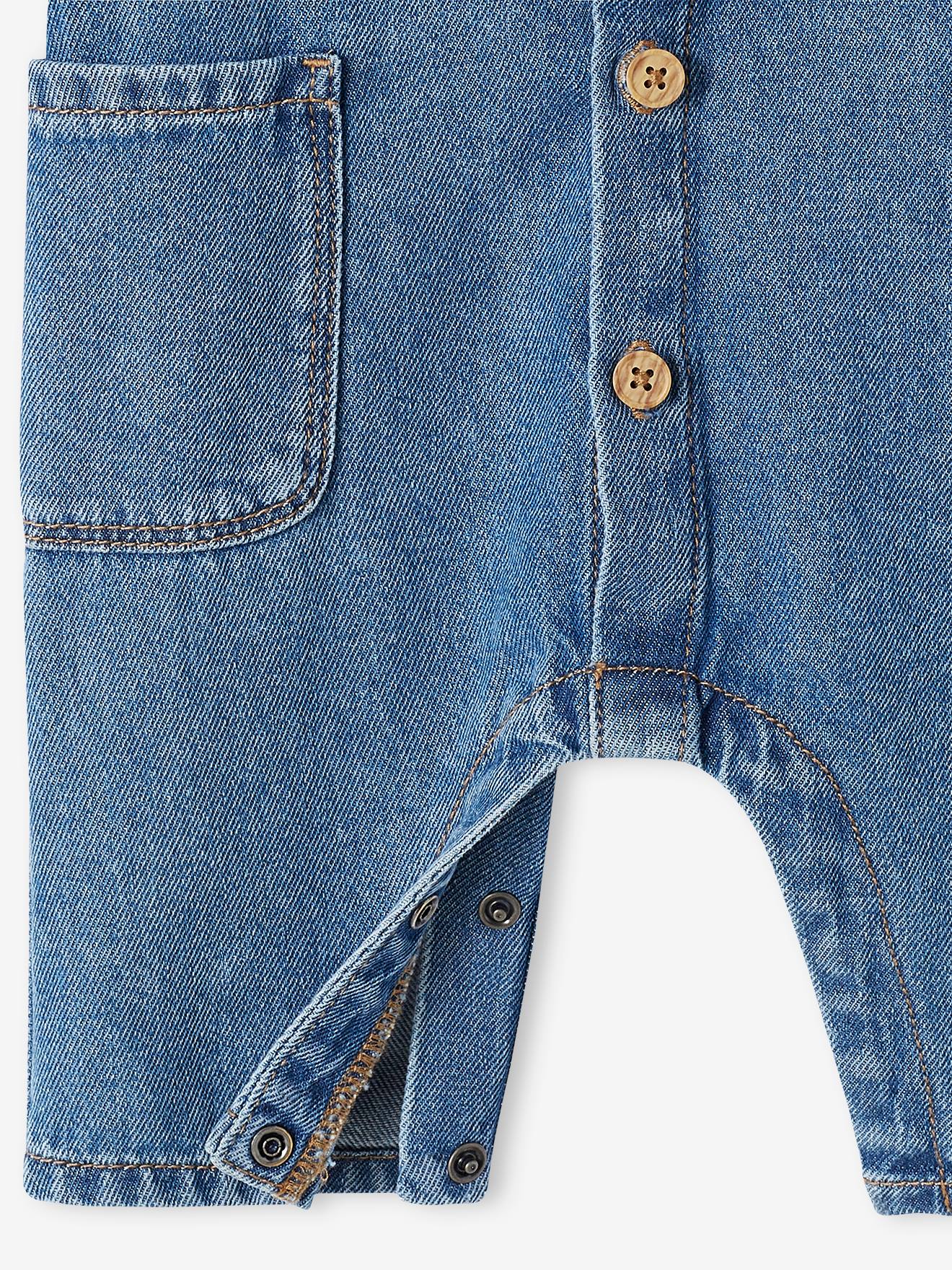 Macacão jeans para bebê cor pedra