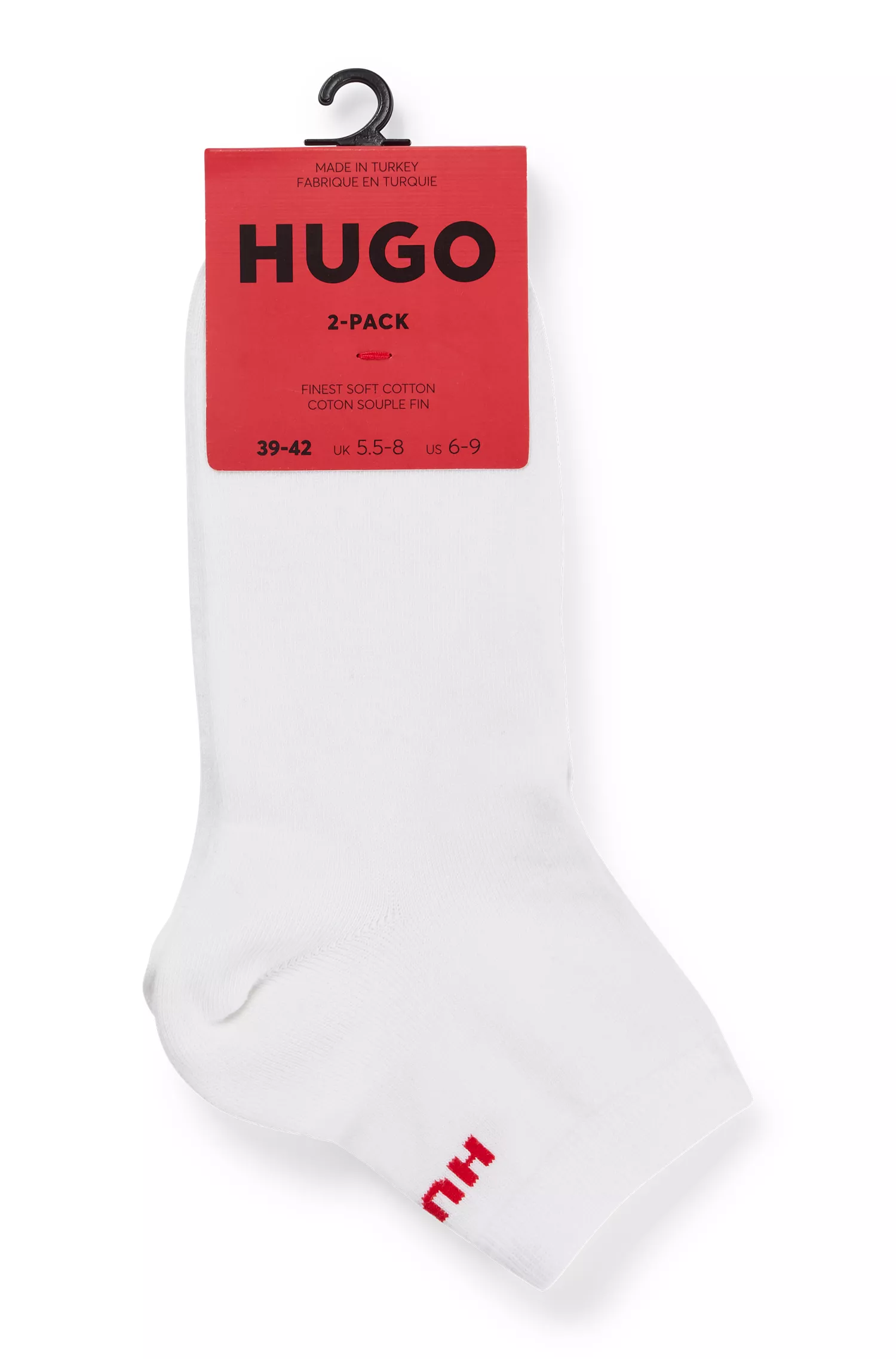 HUGO Vermelho - Pacote com dois pares de meias curtas com o logotipo.