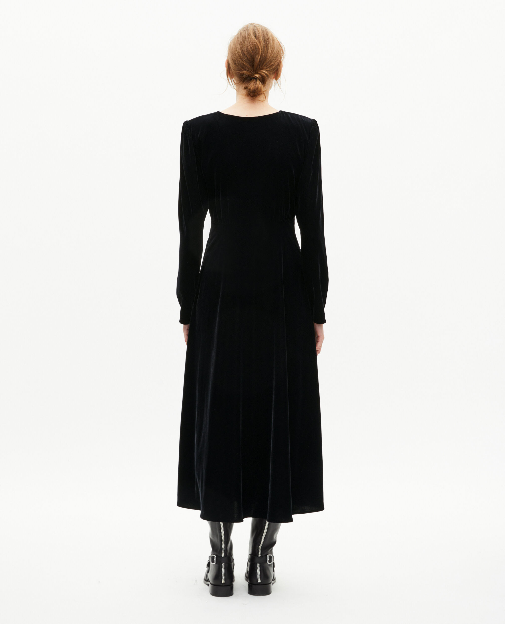 Robe longue en velours noire