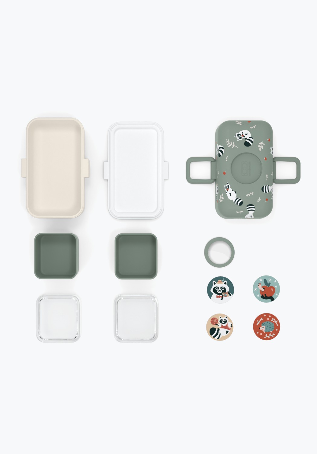 Monbento Kinder-Lunchbox Tresor Green Raccoon