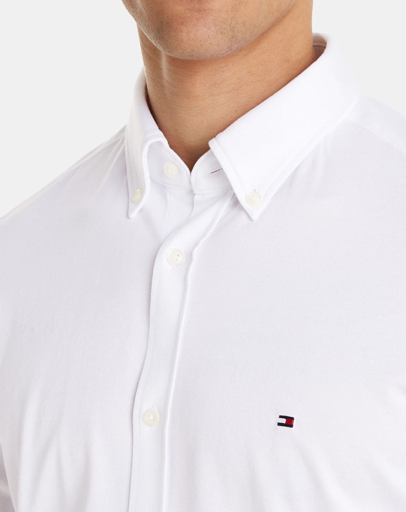 Tommy Hilfiger Chemise slim 1985 knit solid blanche