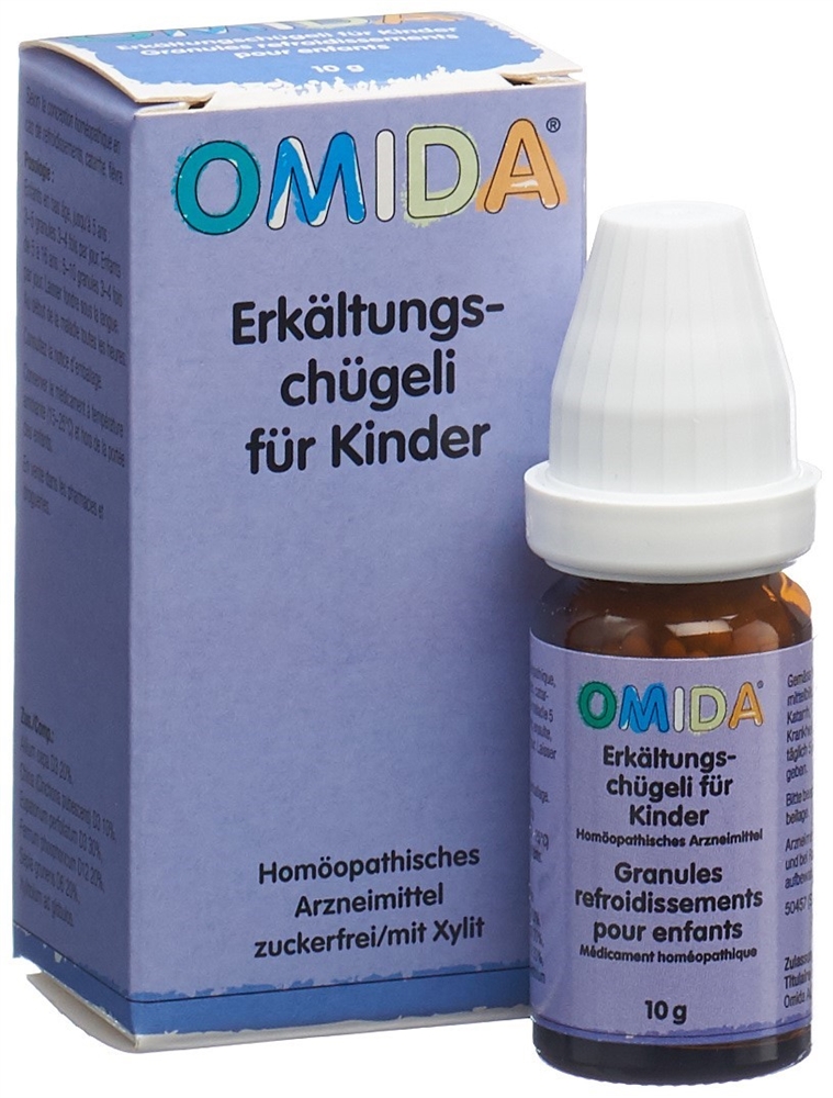 Omida Erkältungschügeli für Kinder<br>10 g, Flasche, Streukügelchen, ohne Zucker