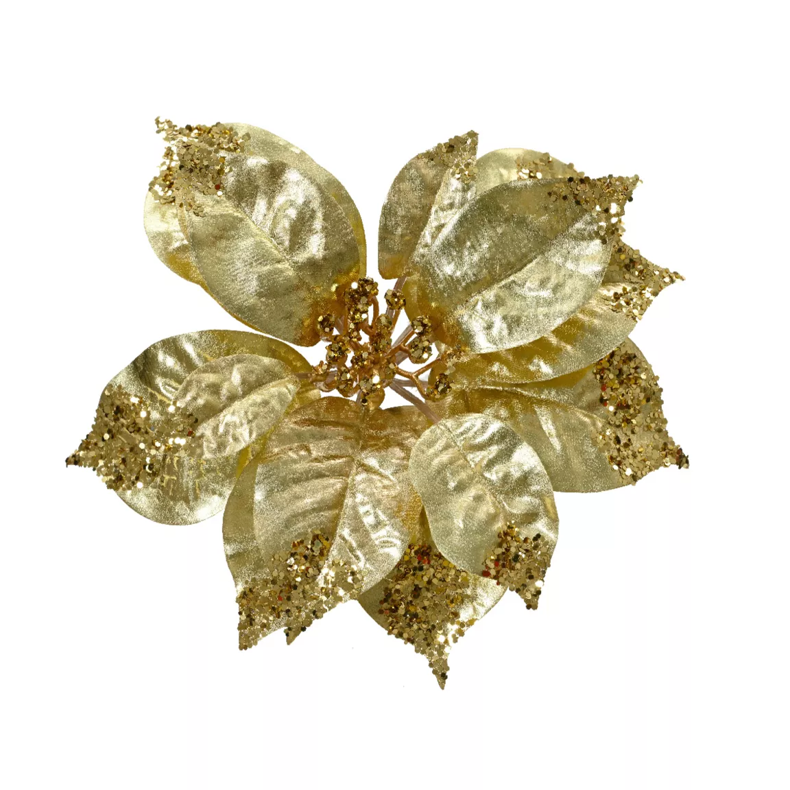 Poinsettia de Noël sur clip (D16 cm) Christmas Chic Or