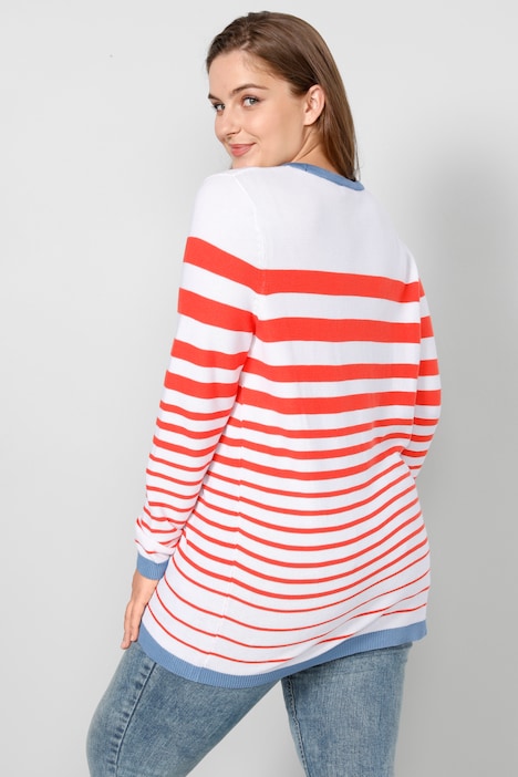 Long-Pullover, Straight Fit, Ringelmuster, Rundhals, Langarm
