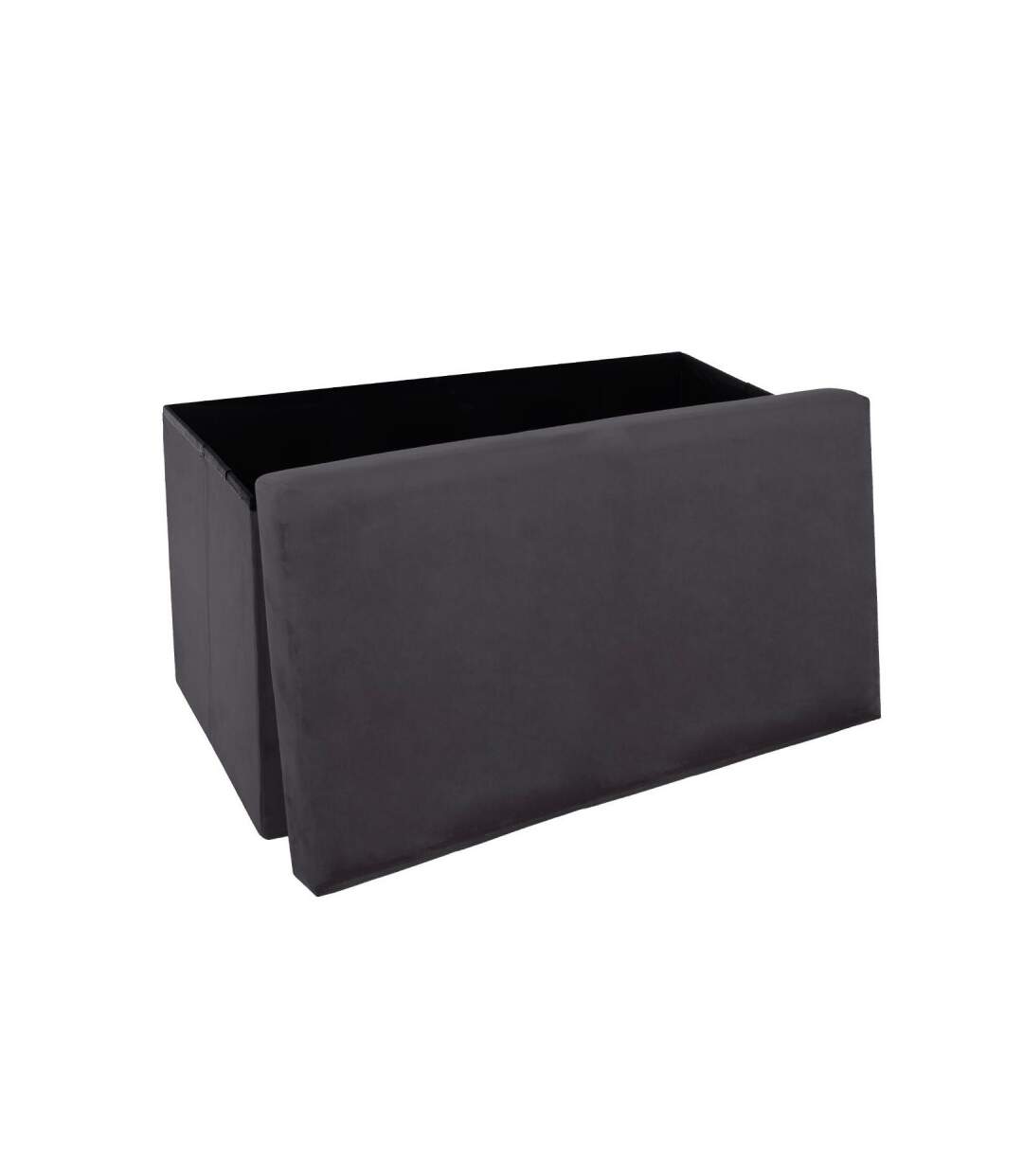Pouf Pliable en Velours Tess 76cm Gris Foncé