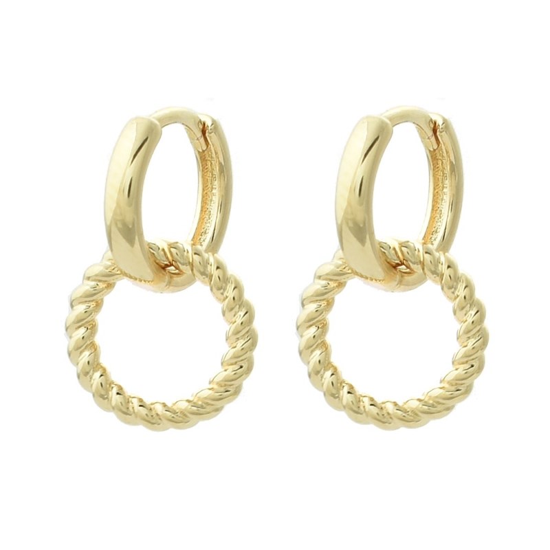 Boucles d'oreilles Mini Créoles cercle torsadé Plaqué or 750 3 microns