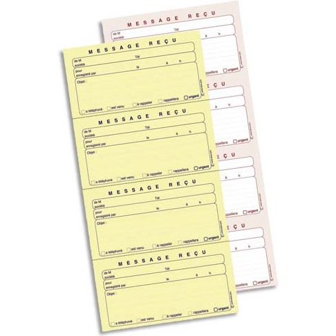 Carnet de messages reçus autocopiant, 322 x 140 mm