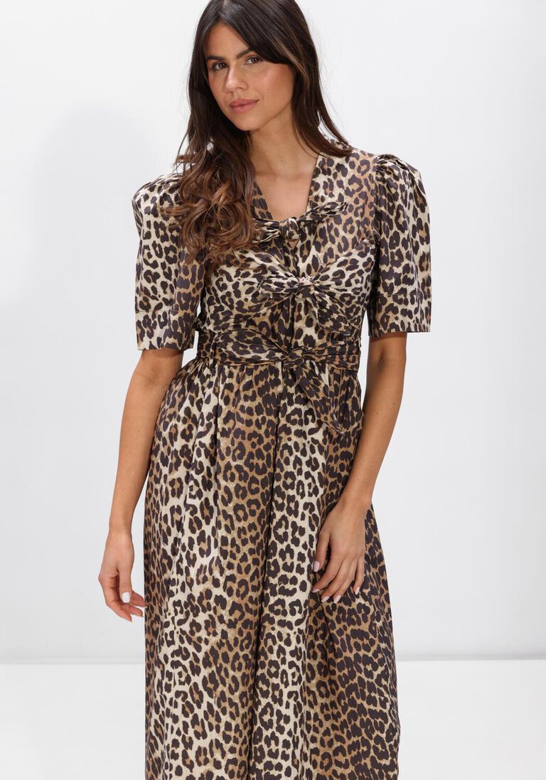 multi ganni maxi jurk printed cotton tie strap midi dress