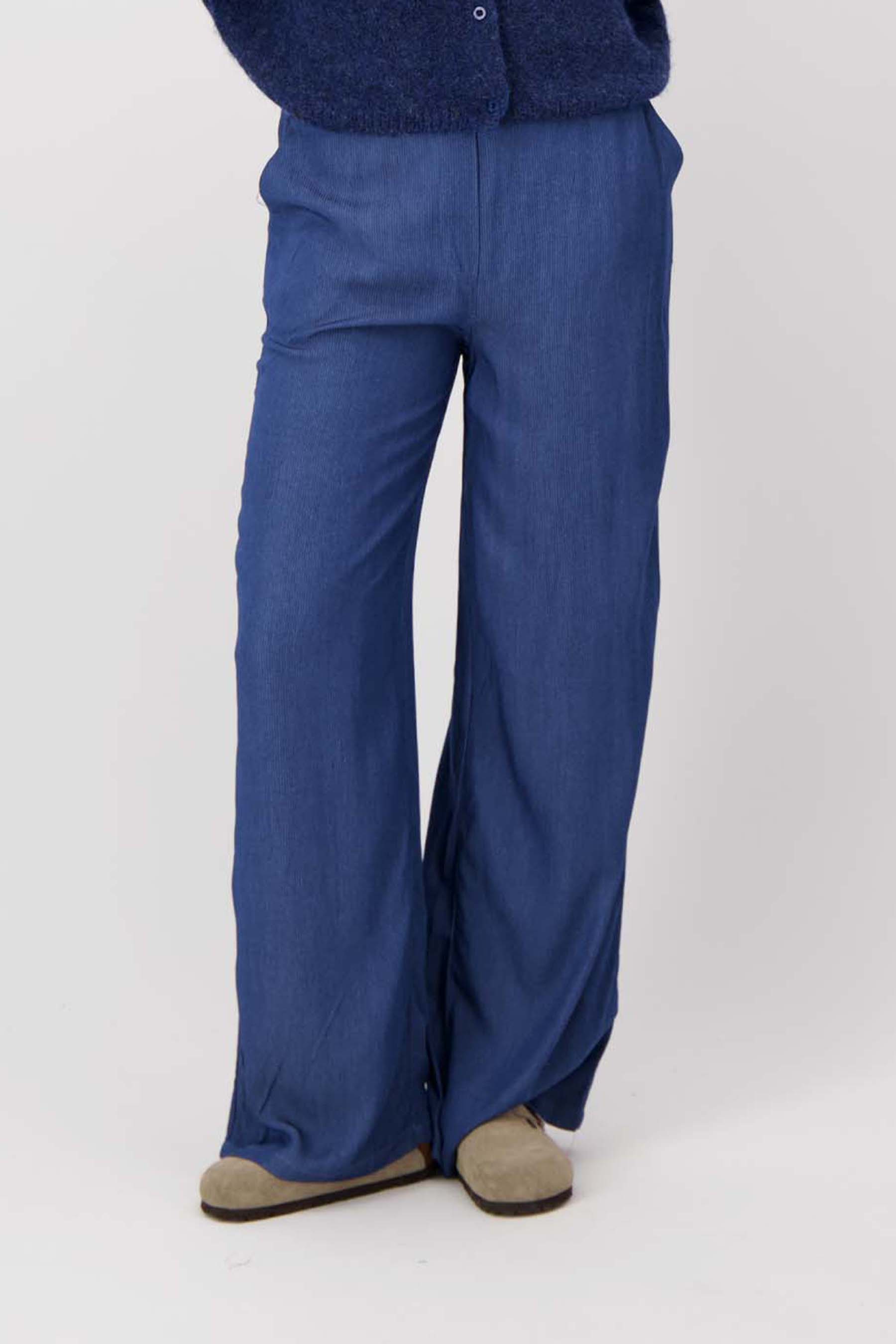 broek van denim tencel met streep