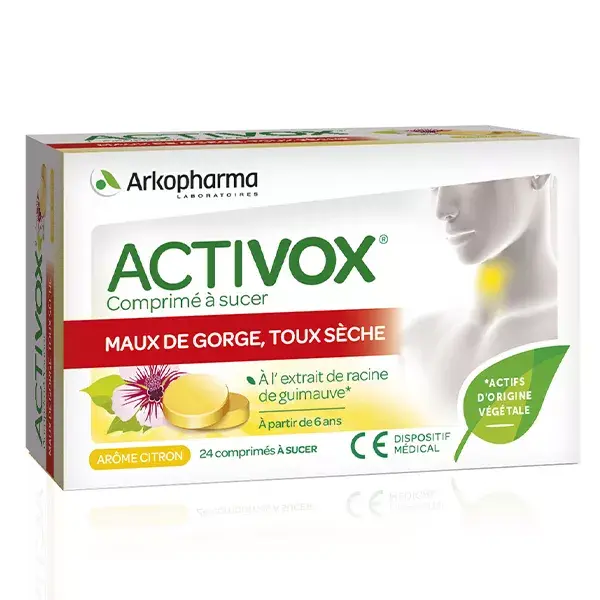 Pastilhas Arkopharma Activox para Dor de Garganta Sabor Limão, 24 unidades