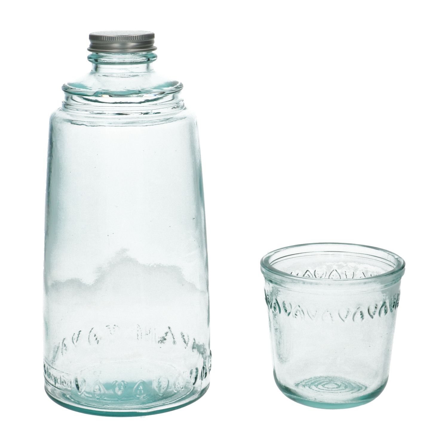 Fles met glas, recycled glas